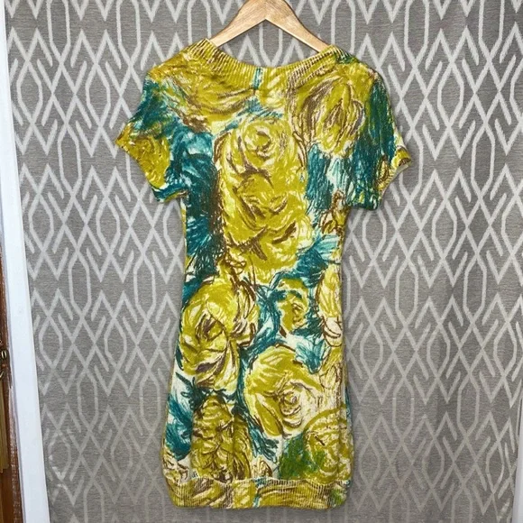 Moth Short Sleeve Scoop Neck Sweater Dress Lined Tank Dress Yellow Size: XS - Picture 2 of 4